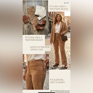 Isaac Mizrahi for Target Sienna Tan Genuine Leather Suede Bootcut Pants Size 12